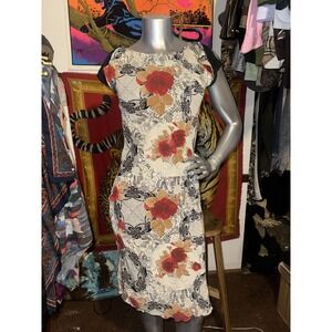 Vintage Lapis Flutter Ruffle Midi Dress Medium 90s Y2K Bias Cut Layered Rayon